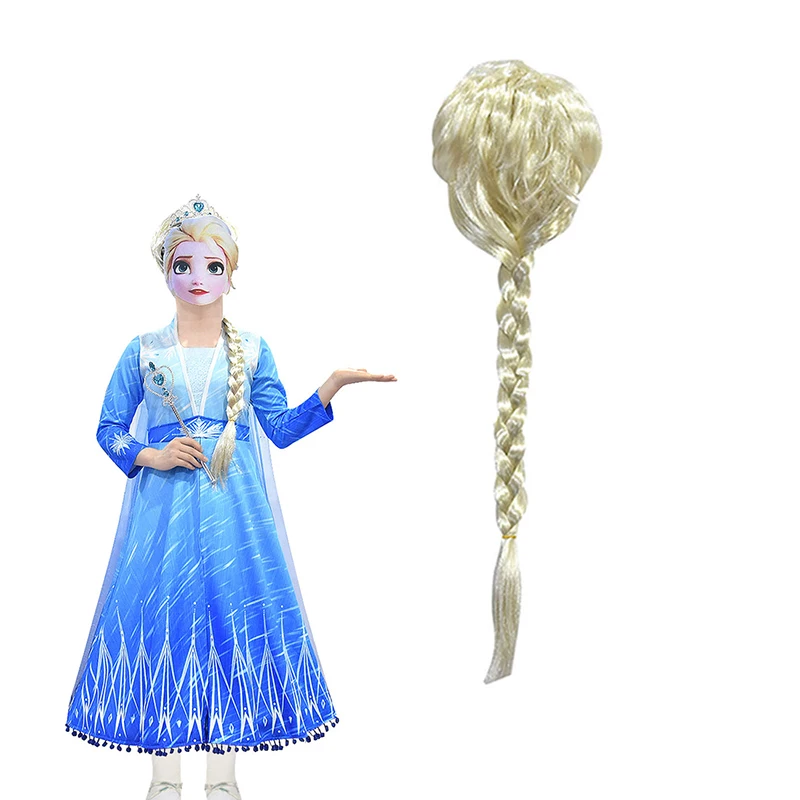 Платье принцессы Анны из мультфильма «Холодное сердце 2»; карнавальный костюм; детское платье на Рождество, день рождения, вечеринку; Одежда для девочек; C50884CH - Цвет: elsa wig
