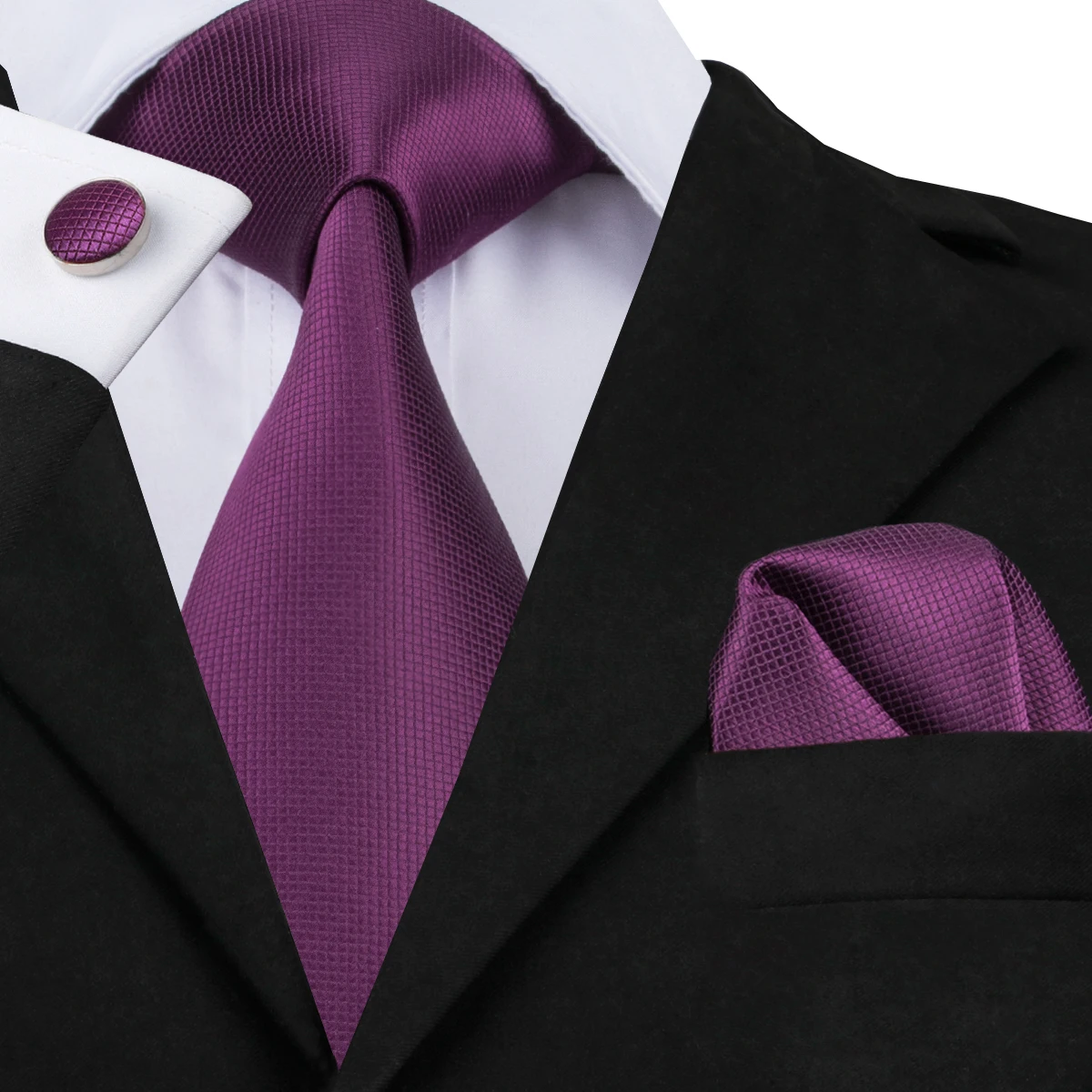 Hi-Tie 8,5 см мужской галстук сплошной фиолетовый шейный комплект галстуков бутоньерка карман Квадратные запонки, Подарочная коробка для свадебной вечеринки формальный костюмный галстук - Цвет: SN-236
