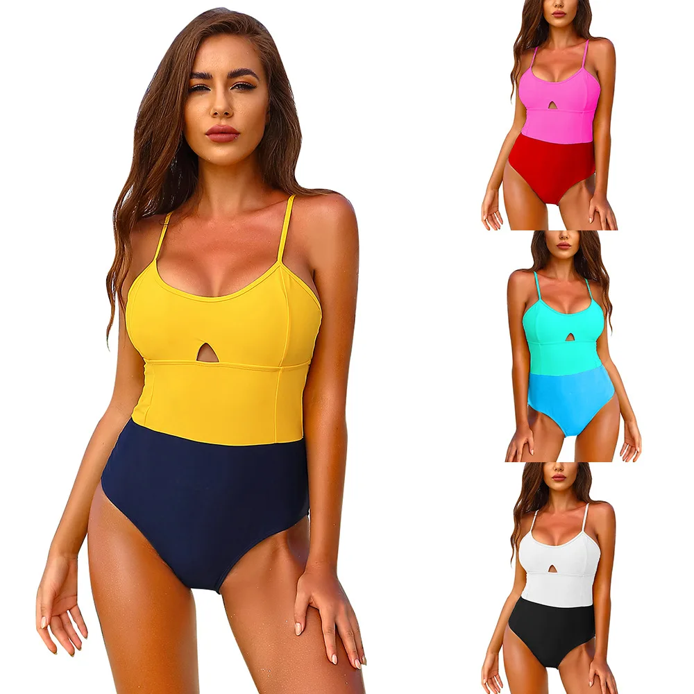 Swimming Suits For Women OnePiece Sexy Monokini Solid Stitching Lady Bathing Bodysuit New Summer Beach Bikini Push Up Beachwears Swimming Suits For Women OnePiece Sexy Monokini Solid Stitching Lady Bathing Bodysuit New Summer Beach Bikini Push Up Beachwears
