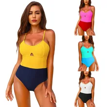 Swimming Suits For Women OnePiece Sexy Monokini Solid Stitching Lady Bathing Bodysuit New Summer Beach Bikini Push Up Beachwears