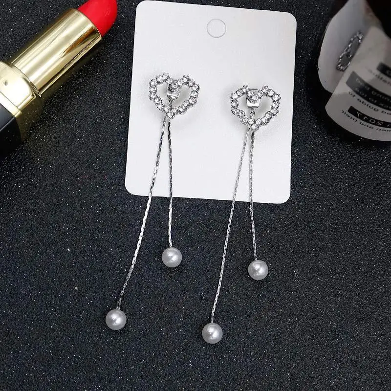 Серебряные игольчатые серьги женские новые модные персонализированные сетчатые красные серьги длинные корейские стильные серьги с кисточками - Окраска металла: see chart