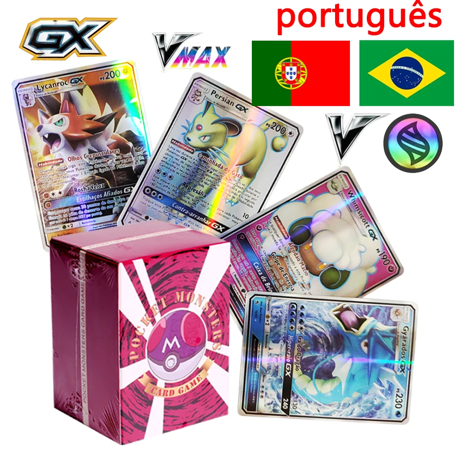 2021 Новые 50-350 шт. португальская версия карт Pokemon GX V Vmax Charizard Game Battle Carte сверкающие