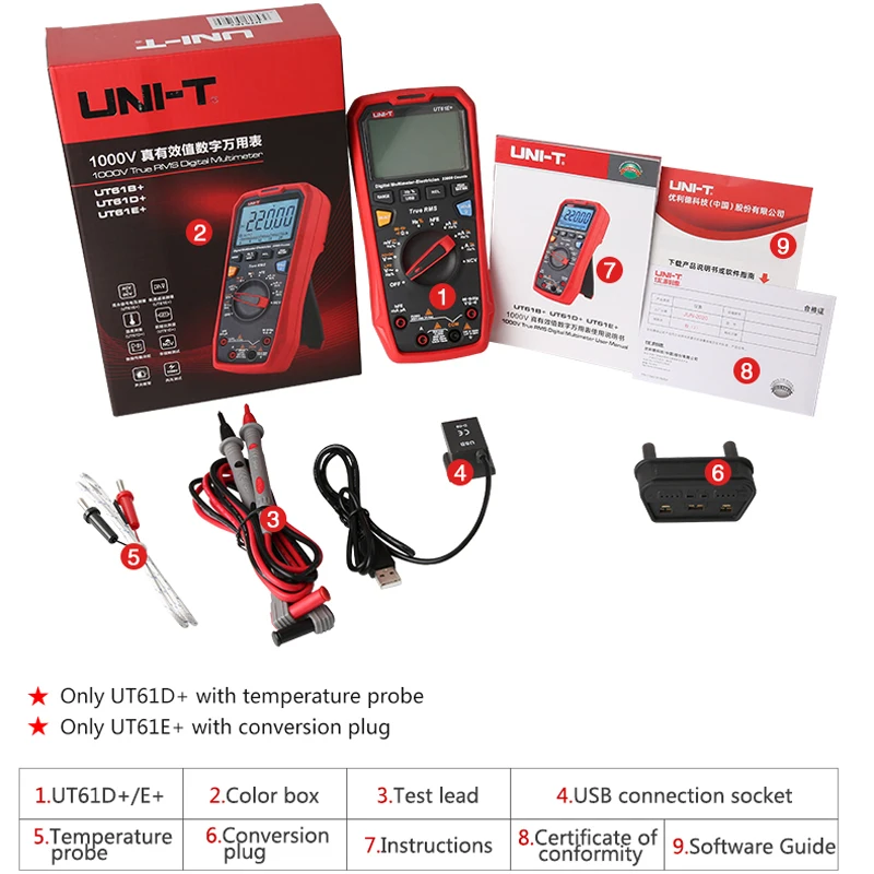 UNI-T Multimeter Digital UT61E Plus Series True RMS 1000V Auto Range Handheld Professional Tester Voltmeter multimeterAC/DC digital multimeter,multimeter tester