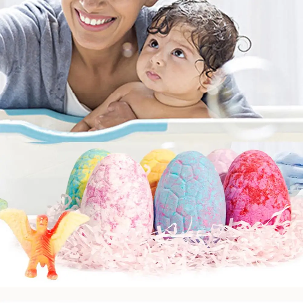 6Pcs/Set Bath Salts Bath Bomb Dinosaur Egg Shape Aromatic Gently Clean Plant Extract Bubble Soap Home Children Ball for Kid