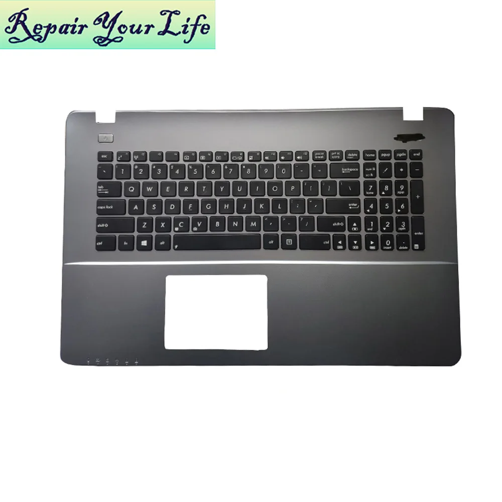 

laptop keyboard US English for ASUS X750 X750LB-3C 13N0-PKA0231 MP-11N63US 528W 0KNB0-6170US00 black silver grey Palmrest Bezel