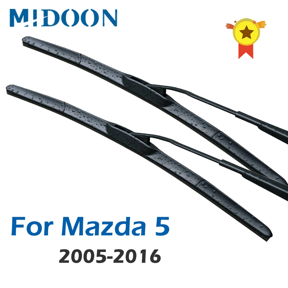 MIDOON Hybrid Wiper Blades for Mazda 5 MPV Hook Arms 2005 2006 2007