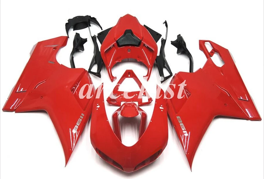Инъекций ABS Полный обтекатели комплект подходит для поездок на мотоцикле DUCATI 848 evo 1098 1198 1098S 2007 2008 2009 2010 2011 2012 тела комплект белого и красного цвета