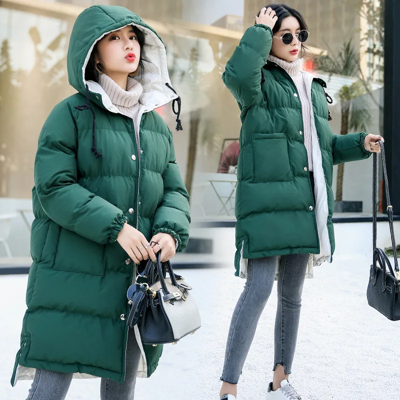 

Lady Cotton-padded Jacket Mid-length 2018 New Style Cool Fashion Korean-style Casual Loose-Fit Bread Cotton Coat Cotton-padded C