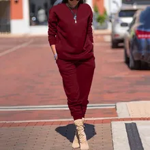 Модный спортивный костюм для женщин, женский осенне-зимний однотонный Повседневный стрейчевый спортивный костюм, топ и штаны, одежда для спортзала, костюм для активного отдыха