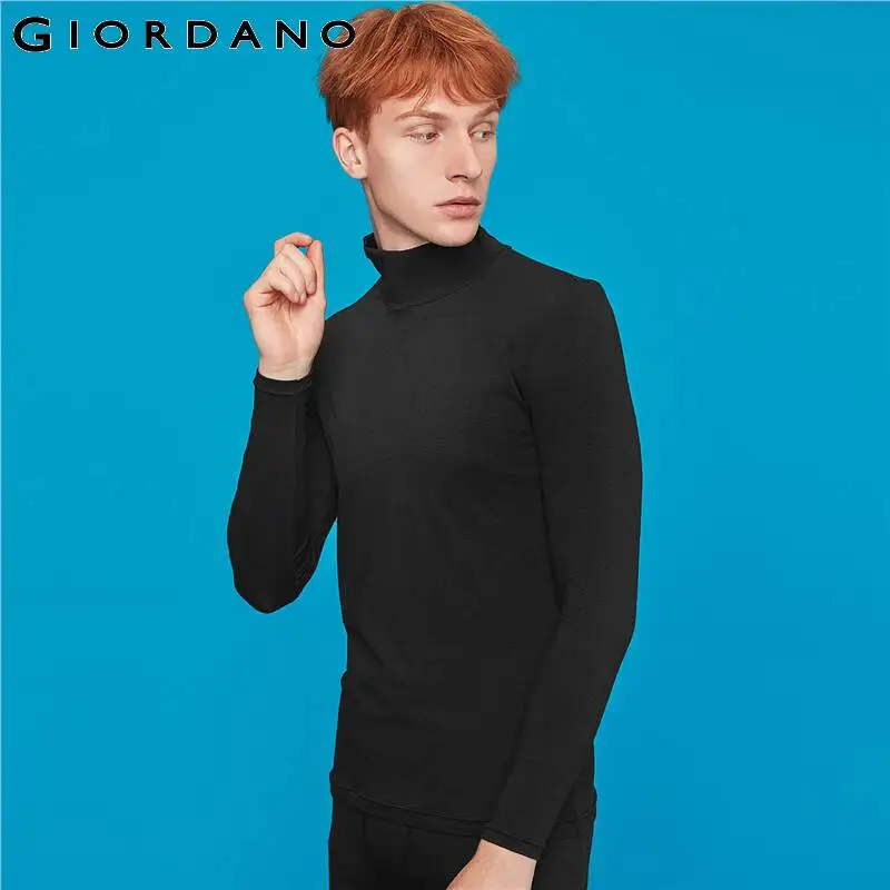Giordano Мужская футболка G-Warmer Водолазка однотонная футболка полипропиленовый хлопок спандекс смешанная ткань теплая Poleras Hombre 01219603