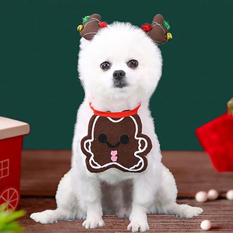 Title 2, Christmas Dog Scarf Cute Adjustable Puppy Cat D...