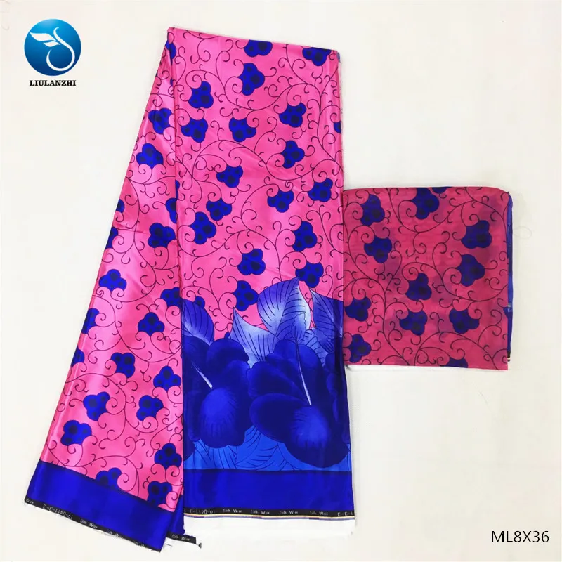 LIULANZHI шелковая восковая ткань s африканская атласная ткань розовая восковая ткань для платья горячая распродажа 4+ 2 ярдов ML8X