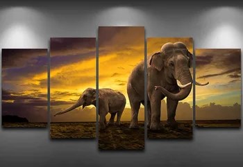 

Full square/round drills arts Diamond mosaic sale 5d diy diamond Painting 5 Piece Elephant Sunset Landscape diamond embroidery