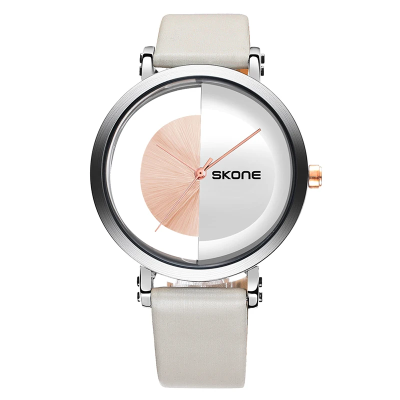 SKONE Brand, 2021 Continuously Simple Style women's Watch, Leather strap, quartz waterproof watch