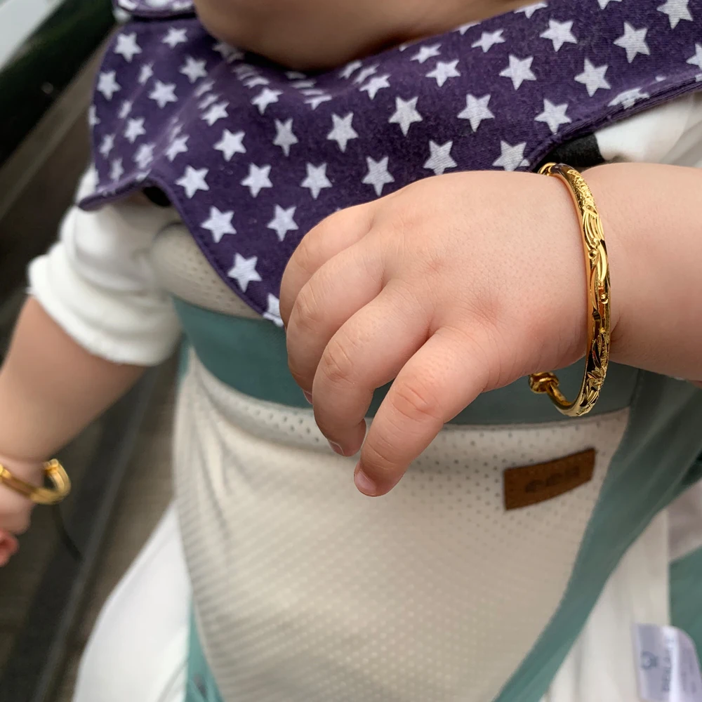 Bangle Bracelet 2pcs/lot Adjustable Gold Color Baby For Girls Kids