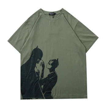 

Mens Batman couples Print T Shirt Oversize Punk Rock Tshirts 2020 Summer Unisex Short Sleeve tee 100%Cotton Causal Retro Tops