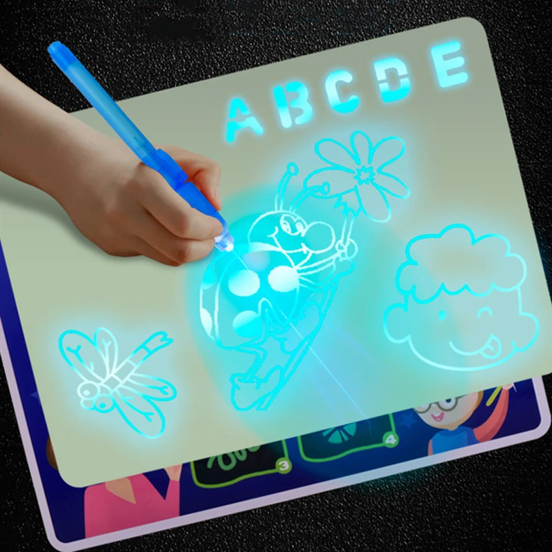 

Draw with Light In Dark A3 Luminous LED Children Toys Tablet Magic Drawing Board Set Fluorescent Pen Educational Noctilucent Kid