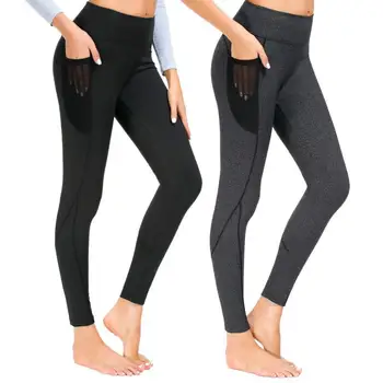 

Summer Mesh Pocket Stitching Leggings Push Up Hip High Waist Gym Workout Leggings Women High Elasticity Fitness Black Leggings