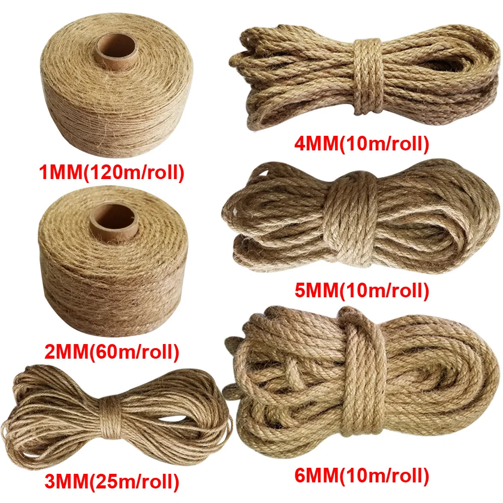 Natural Jute thread rope twine macrame cords for decoration handmade DIY