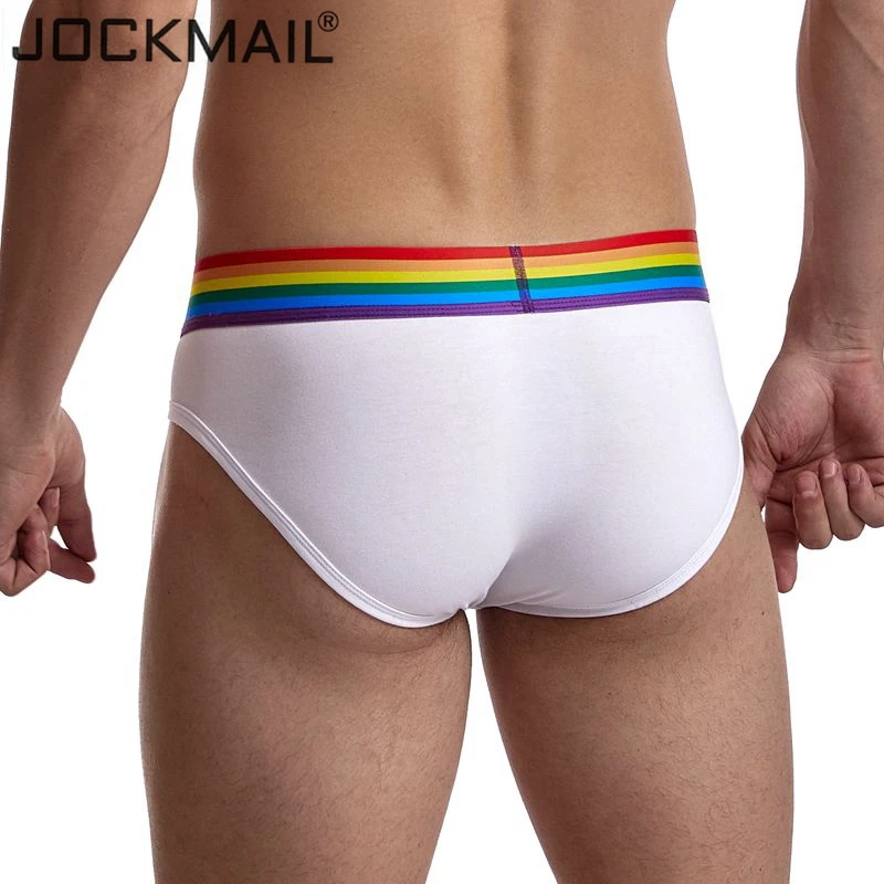 Мужские хлопковые трусы JOCKMAIL белые черные мягкие с низкой посадкой Радужное
