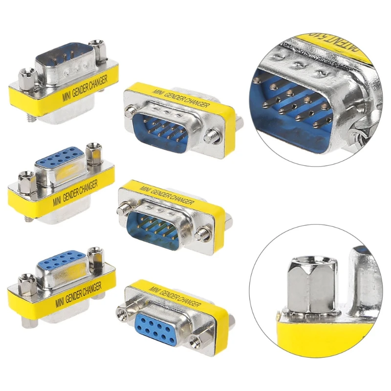 2 uds DB9 MINI Gender Changer adaptador 9Pin RS232 Com Sub-D VGA conector de clavija