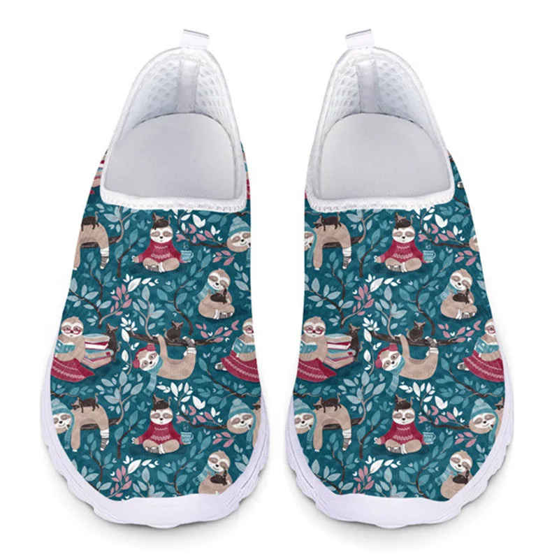 

WHEREISART Women Cute Sloth Print Footwear Ladies Summer/Spring Shoes Femme Non Slip Leisure Walking Sneakers Plus Size