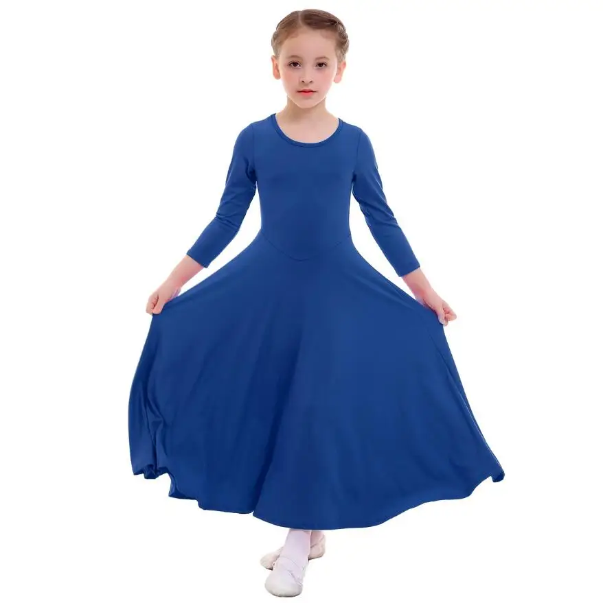 royal blue Хвалебное платье Детские платья для девочек, Одежда для танцев Плиссированное длинное платье для литургических танцев Детская одежда с рисунком на церковную тематику для девочек - Цвет: royal blue