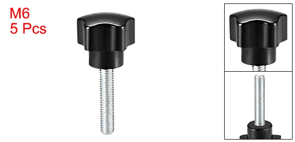 Uxcell Uxcell 5 блоки из серии "Звездные войны", детские ручки M6/M8/M10 10/15/20/25/30/35/40/50 мм с наружной резьбой Сталь цинка серьги-гвоздики черный PP - Цвет: M6 x 30mm