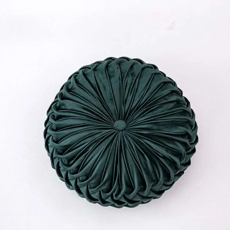 dark green Европейский стиль круглая подушка для сиденья бархатная задняя подушка серая бежевая розовая диванная Подушка домашний декор - Цвет: dark green