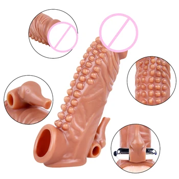 Silicone Condom Penis Sleeve for Penis Enlargement for Men Sex Toys for Couples Cock Sleeve Linen Nozzle Condoms With Tendrils 3