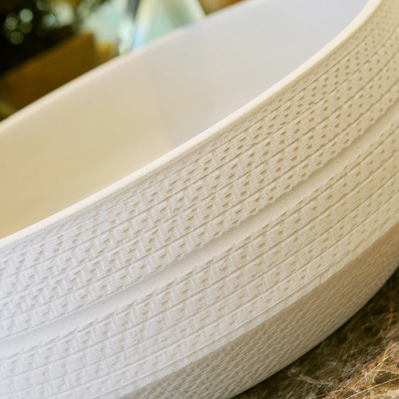 Europe Style Handmade Countertop Basin Bathroom Sink Ceramic wash basin porcelain china vessel sinks white color (3)