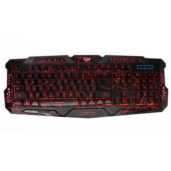 

Russian English Version Gaming Keyboard Gamer 3color Switchable Backlights LED USB Wired Game for Computer Mac dota 2 lol cs