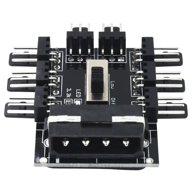 

PC 1 to 8 4Pin Molex Cooler Cooling Fan Hub Splitter Cable PWM 3Pin Power Supply Speed Controller Adapter For PC Mining
