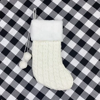 

Christmas Stocking Large Xmas Stocking Non-woven Fabric Wool Short Floss Knitted Stocking Christmas Decoration Party Decor