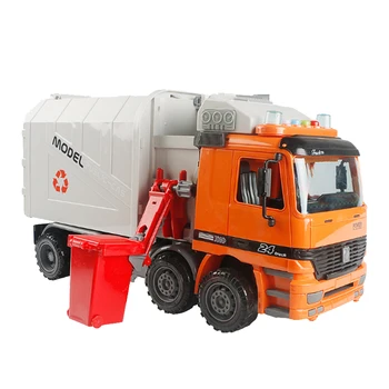 

FULL-Friction Powered Rubbish Truck Vehicle Toy with 3 Bins,Inertia Sanitation Vehicle Toy Music and Lights,Toys for Children 2-