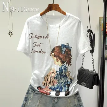 

2020 Summer New Korean Women T Shirt Round Neck Alphabet Printed Female Tee Shirts