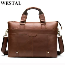 WESTAL для мужчин, мужские портфели, сумки для ноутбуков, натуральная кожа; мужские Офисные Сумки кожаные сумки для ноутбуков компьютер/сумка адвоката портфель сумки из натуральной кожи