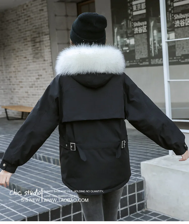 High-End Large Size Cotton Coat WOMEN'S Coat Autumn And Winter New Style Fashion Loose-Fit Slimming-Style Short Hooded Fur