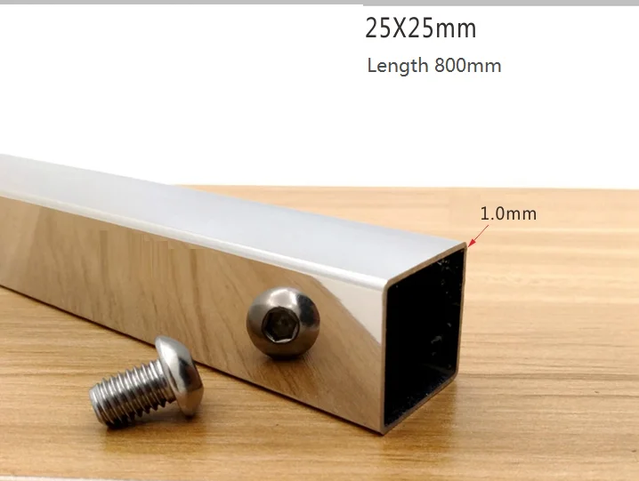 Chrome 25mm x 25mm Душевая труба стеклянная душевая кабинка труба 304 нержавеющая сталь бар показать двери опорные трубы ручка для душевой кабины аппаратные зажимы - Цвет: Chrome 25mm x 25mm