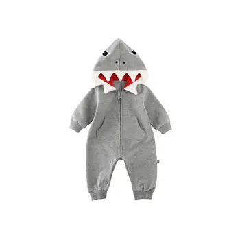 

Cute 3D Shark Romper Jumpsuit Winter Hooded Playsuit Costume For Boy Girl Kids