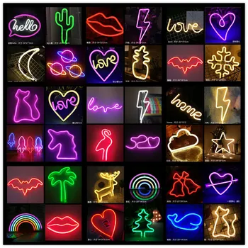 

LED Neon Light Rainbow Wall Art Sign Lights Hello Bedroom Decoration Hanging Neon Lamp Home Party Holiday Decor Xmas Gift