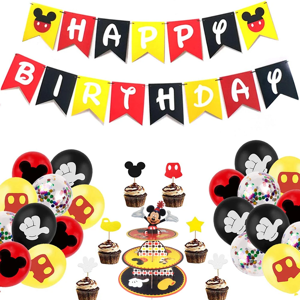 

Disney Mickey Mouse Theme Kids Favor Birthday Pack Event Party Cups Plates Baby Shower Disposable Tableware Supplies