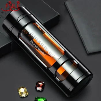 

360ml Water Bottles Borosilicate Glass Insulated Water Bottle with Tea Infuser Business Drinking Kettle Insulation Plastic Cover