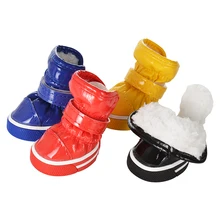 4 sztuk zestaw zwierzęta domowe są buty dla psów zimowe ciepłe śnieg buty PU skórzane buty dla małe pieski chihuahua wodoodporne antypoślizgowe Puppy obuwie dla zwierząt tanie tanio Holapet CN (pochodzenie) Red Blue Yellow Black 1 2 3 4 5 Small Dogs