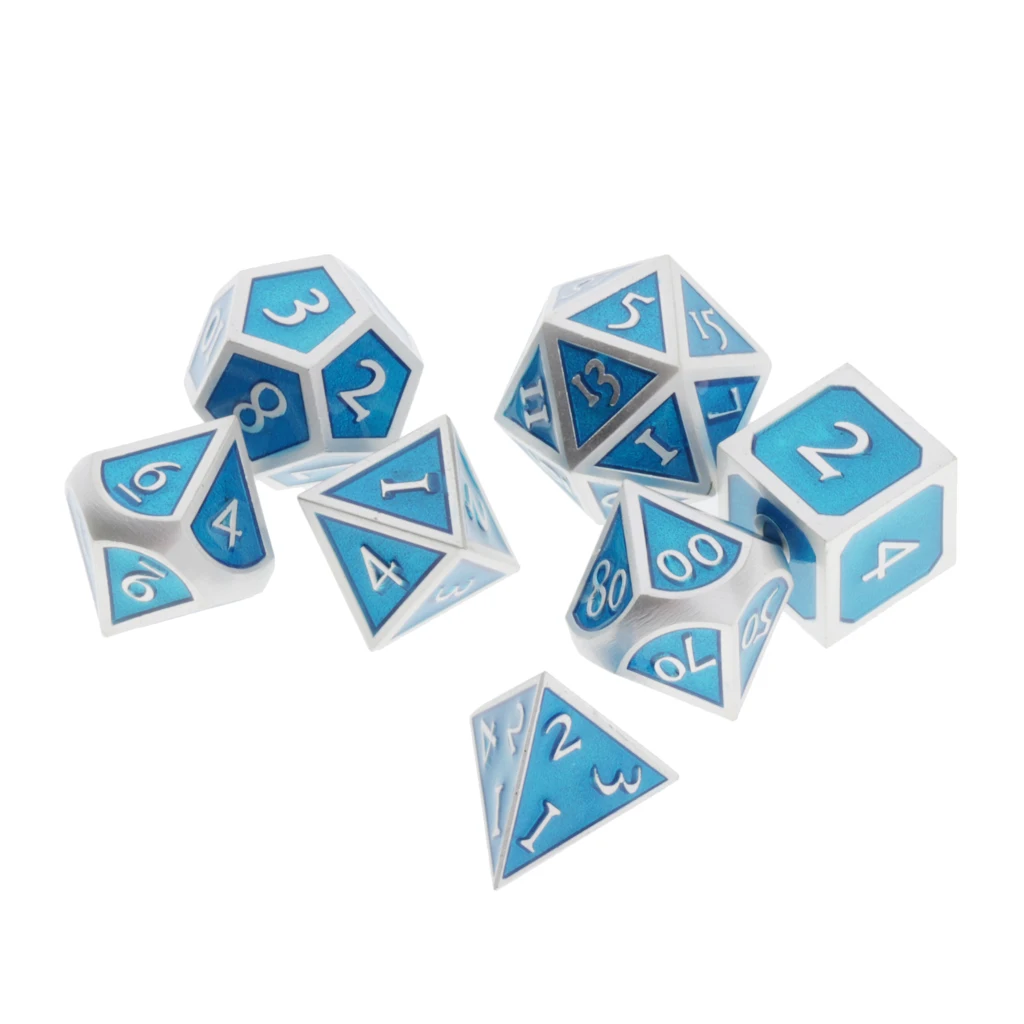 7pcs Embossed Metal Multi-sided Polyhedral Dice Set for Dungeons and Dragons Dice MTG DND RPG Table Games Board Game D20 D12 Set