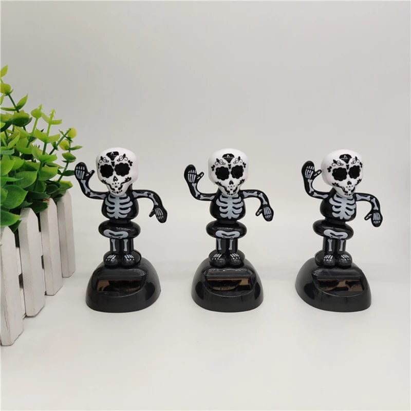 3x Bobbleheads Ornaments Skeleton Dashboard Desk Home Solar Powered | Автомобили и мотоциклы