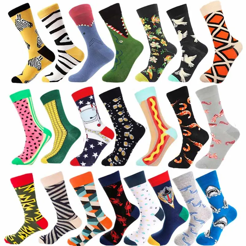 

2019 date men dress color comfortable pair roller skateboard for causal reason funny wedding happy socks socks shark geometry