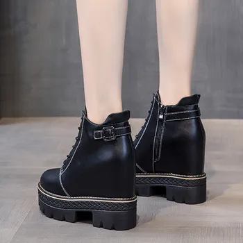 

Martin cotton shoes 2019 autumn and winter net red short boots increased thick bottom wild plus velvet women's shoes