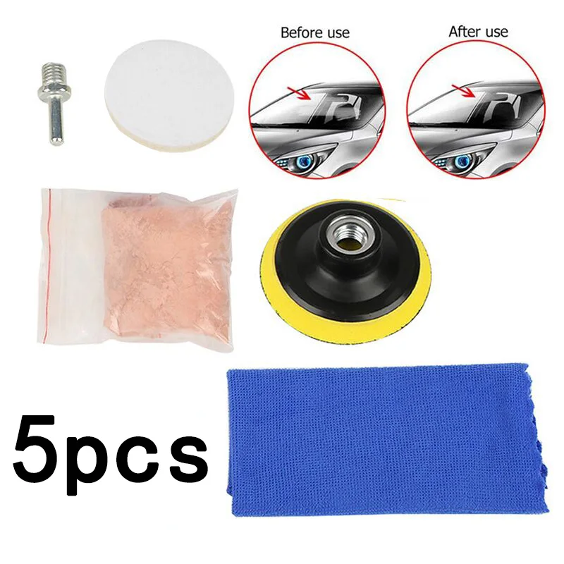  5pcs Car Polish Glass Windshield Polishing Kit Scratch Removal Auto Window Glass Polished Remover R