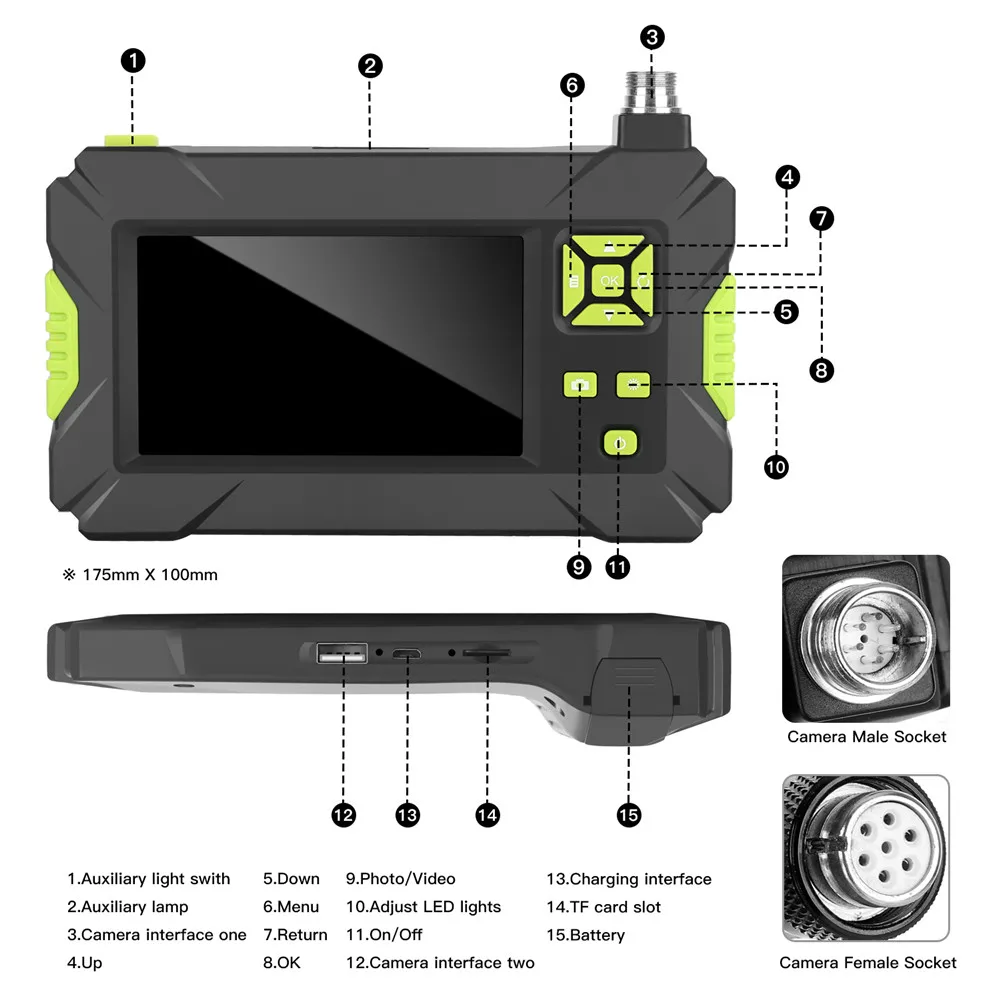 5M meters WIFI 8MM Endoscope Inspection Camera 1080P PI67 Waterproof Car Cables Diagnostic Checker With LED Light